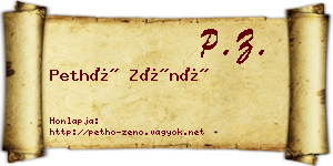 Pethő Zénó névjegykártya